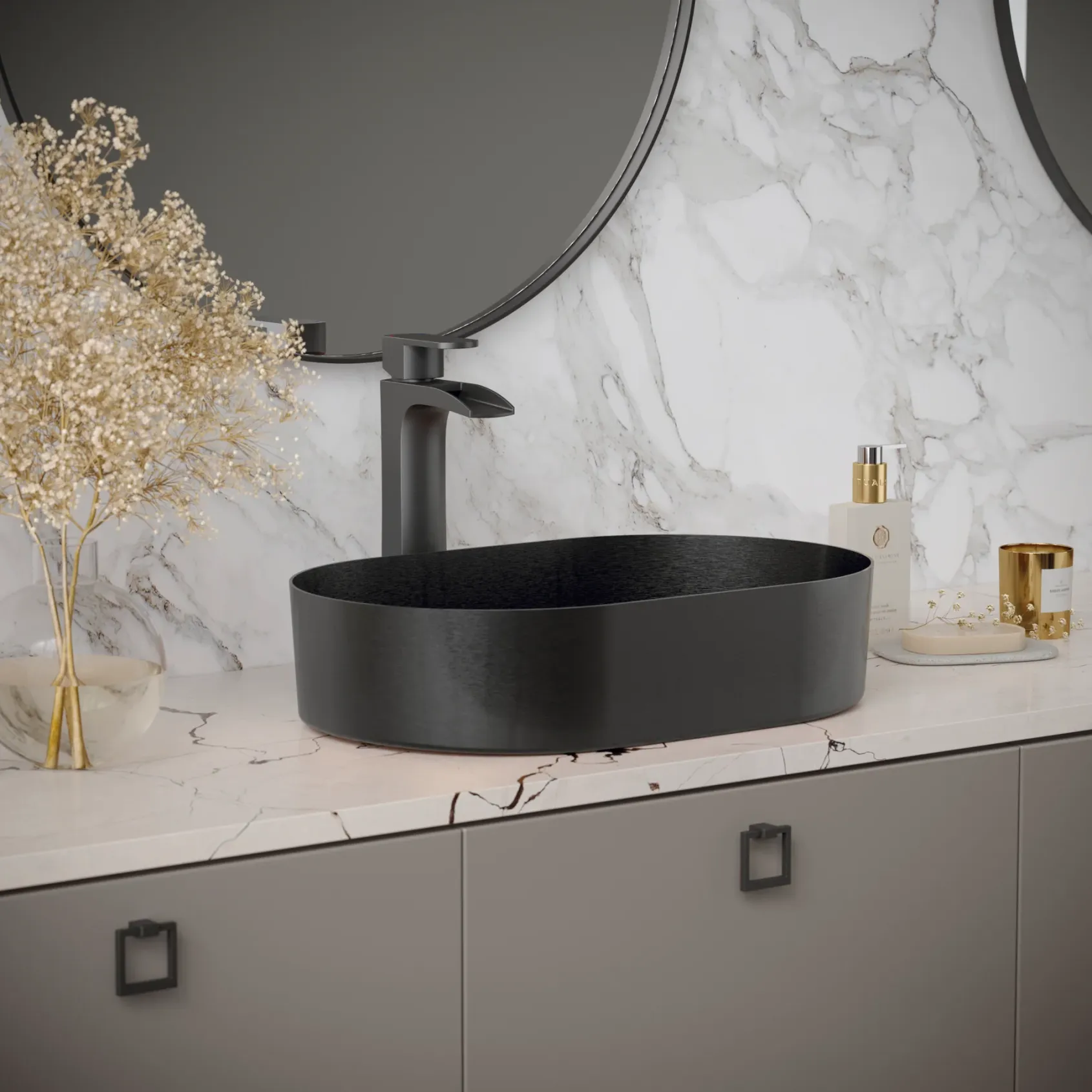 Karran Kassel 1.2 GPM Single Lever Handle Lead-free Brass ADA Bathroom Faucet, Vessel, Gunmetal Grey, KBF442GG