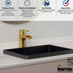 Karran Kassel 1.2 GPM Single Lever Handle Lead-free Brass ADA Bathroom Faucet, Basin, Brushed Gold, KBF440BG