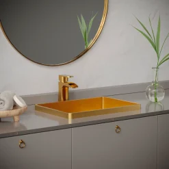 Karran Kassel 1.2 GPM Single Lever Handle Lead-free Brass ADA Bathroom Faucet, Basin, Gold, KBF440G