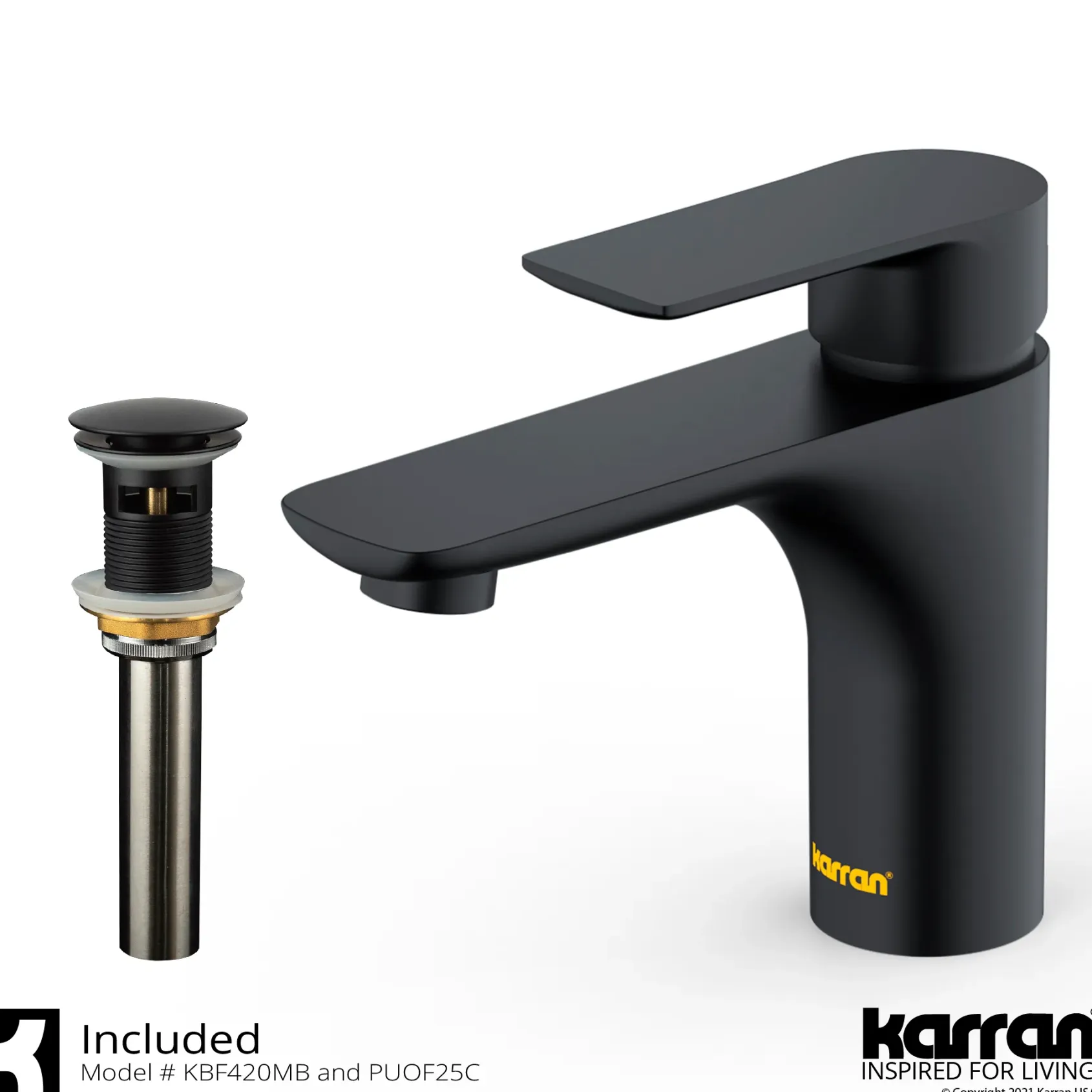 Karran Kayes 1.2 GPM Single Lever Handle Lead-free Brass ADA Bathroom Faucet, Basin, Matte Black, KBF420MB