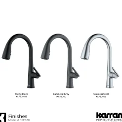 Karran Kentland 1.8 GPM Single Lever Handle Lead-free Brass ADA Kitchen Faucet, Pull-Down Kitchen, Matte Black, KKF320MB