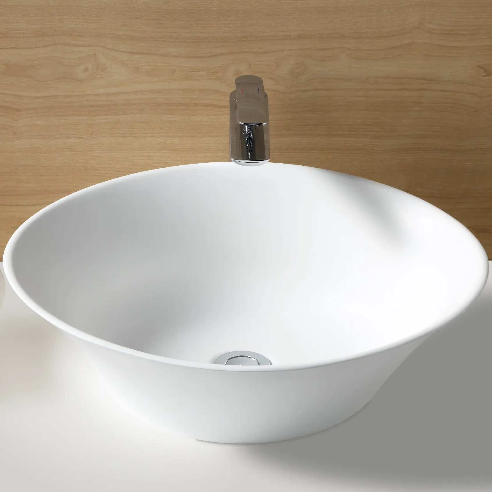 Karran Quattro 20.625" x 17" Oval Vessel Acrylic Solid Surface ADA Bathroom Sink, White, QM164WH