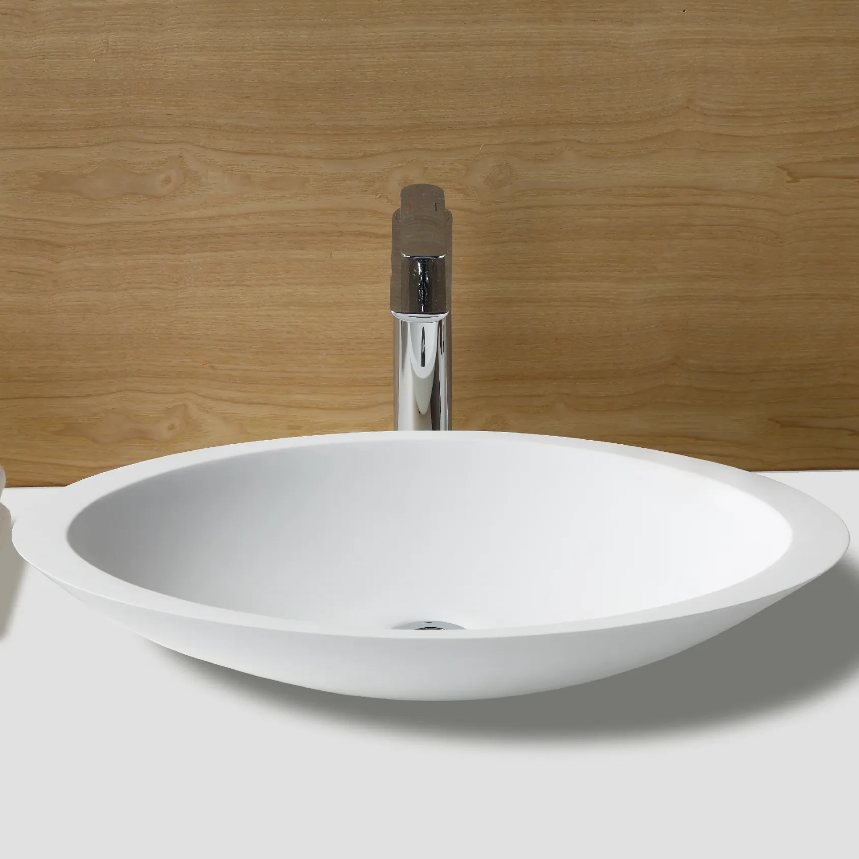 Karran Quattro 23" x 13.25" Oval Vessel Acrylic Solid Surface ADA Bathroom Sink, White, QM160WH