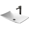 Karran Quattro 25.25" x 15.5" Rectangular Vessel Acrylic Solid Surface ADA Bathroom Sink with Matte Black Faucet and Accessories, White, QM170WH422MB