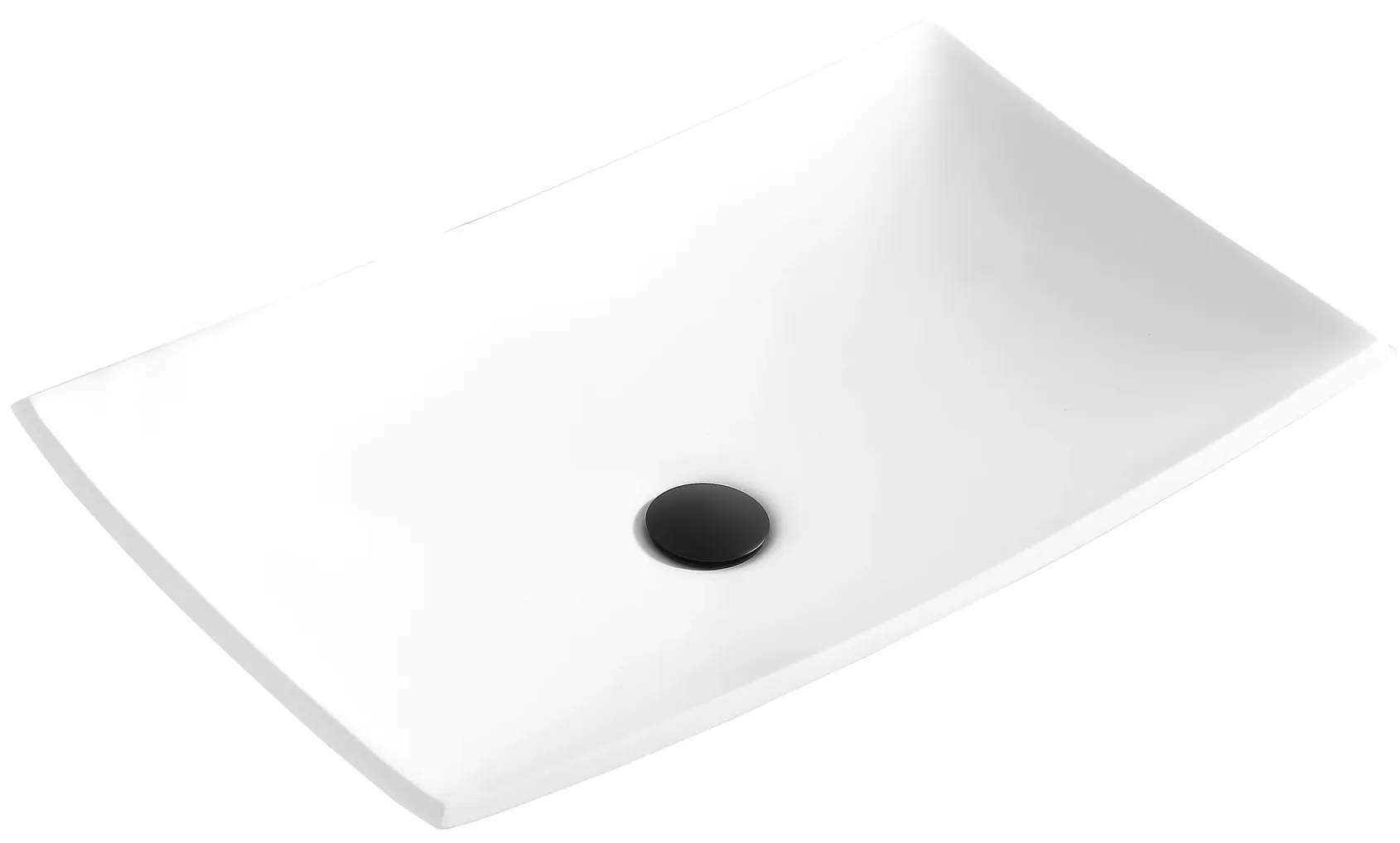 Karran Quattro 25.25" x 15.5" Rectangular Vessel Acrylic Solid Surface ADA Bathroom Sink with Matte Black Faucet and Accessories, White, QM170WH422MB