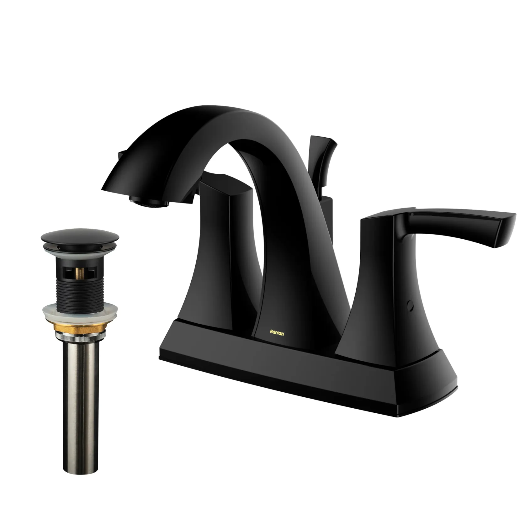 Karran Randburg 1.2 GPM Double Lever Handle Lead-free Brass ADA Bathroom Faucet, Centerset, Matte Black, KBF526MB