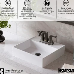 Karran Randburg 1.2 GPM Double Lever Handle Lead-free Brass ADA Bathroom Faucet, Centerset, Matte Black, KBF526MB