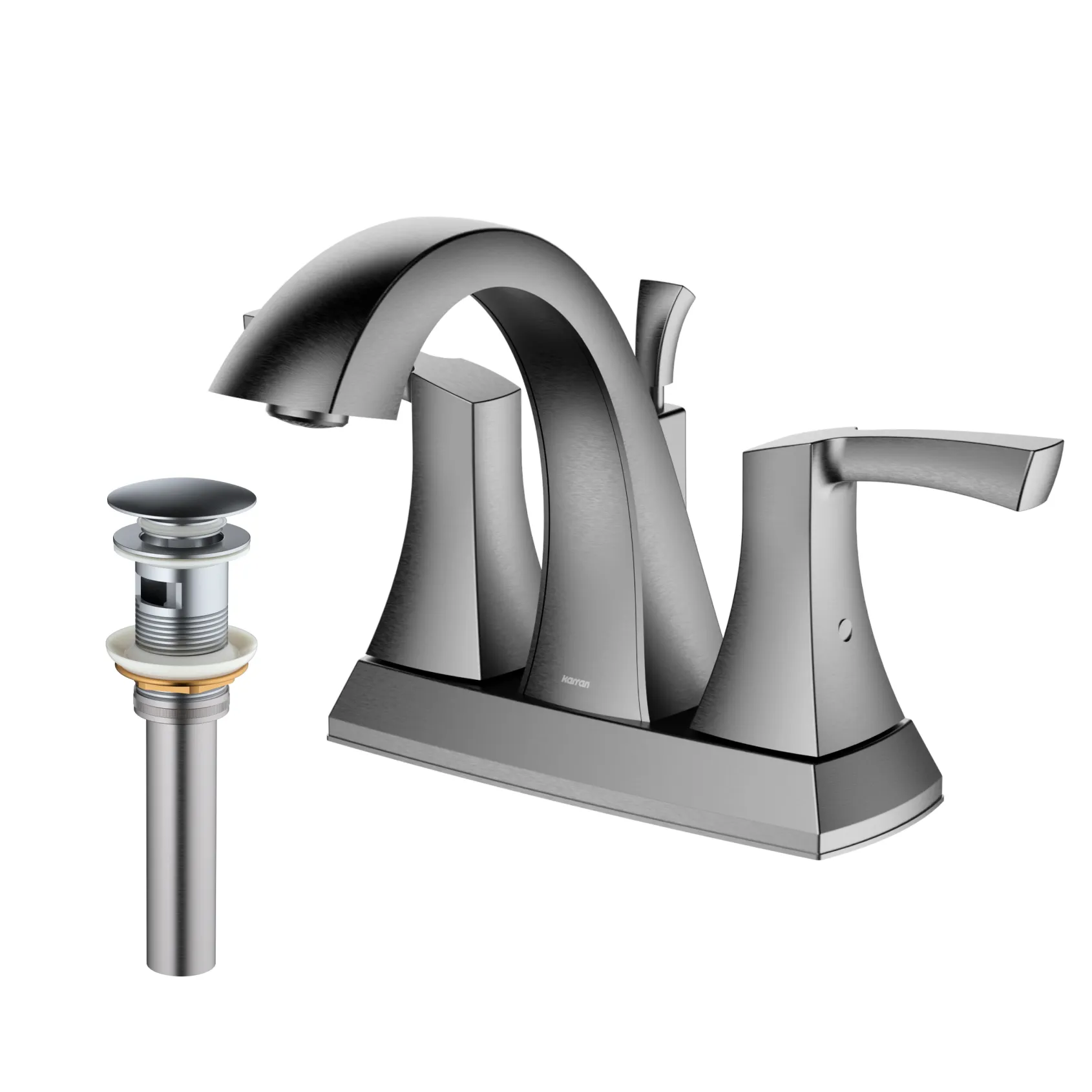 Karran Randburg 1.2 GPM Double Lever Handle Lead-free Brass ADA Bathroom Faucet, Centerset, Stainless Steel, KBF526SS