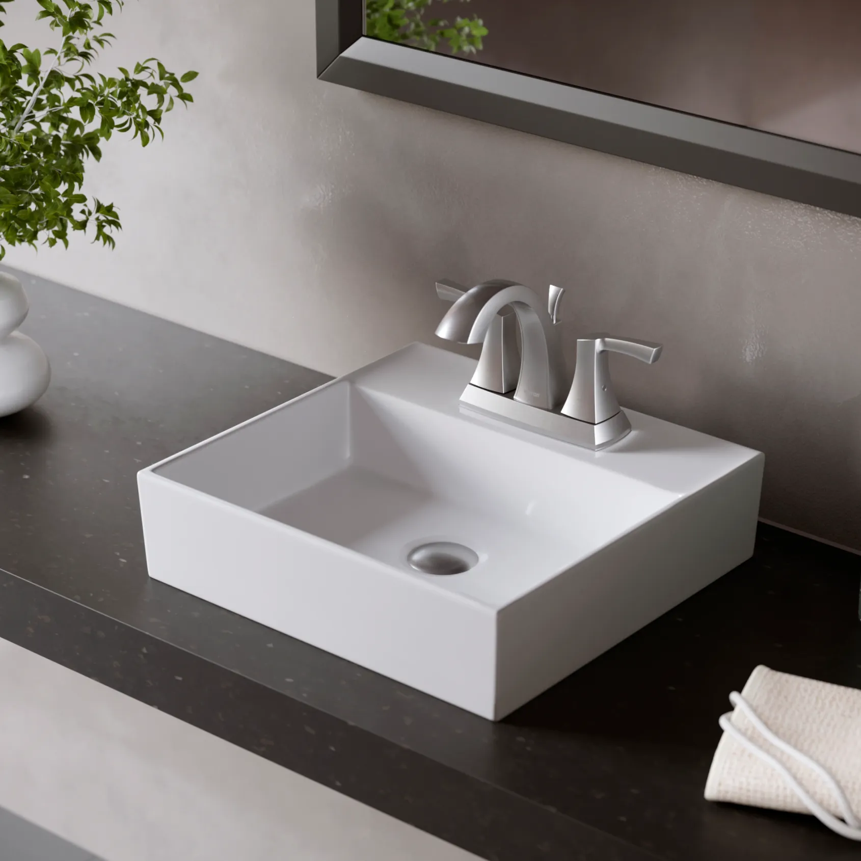 Karran Randburg 1.2 GPM Double Lever Handle Lead-free Brass ADA Bathroom Faucet, Centerset, Stainless Steel, KBF526SS