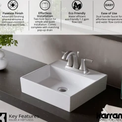 Karran Randburg 1.2 GPM Double Lever Handle Lead-free Brass ADA Bathroom Faucet, Centerset, Stainless Steel, KBF526SS