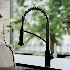 Karran Scottsdale 1.8 GPM Single Lever Handle Lead-free Brass ADA Kitchen Faucet, Pull-Down, Matte Black & Spot-Free Gunmetal Grey, KKF210MBSFGG