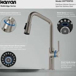 Karran Stalbridge 1.8 GPM Single Lever Lead-free Brass ADA Kitchen Faucet, Pull-Down, Spot Free Stainless Steel, KKF710SFSS