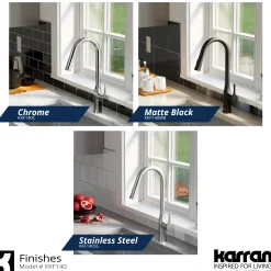Karran Standerton 1.8 GPM Single Lever Handle Lead-free Brass ADA Kitchen Faucet, Pull-Down Kitchen, Stainless Steel, KKF140SS