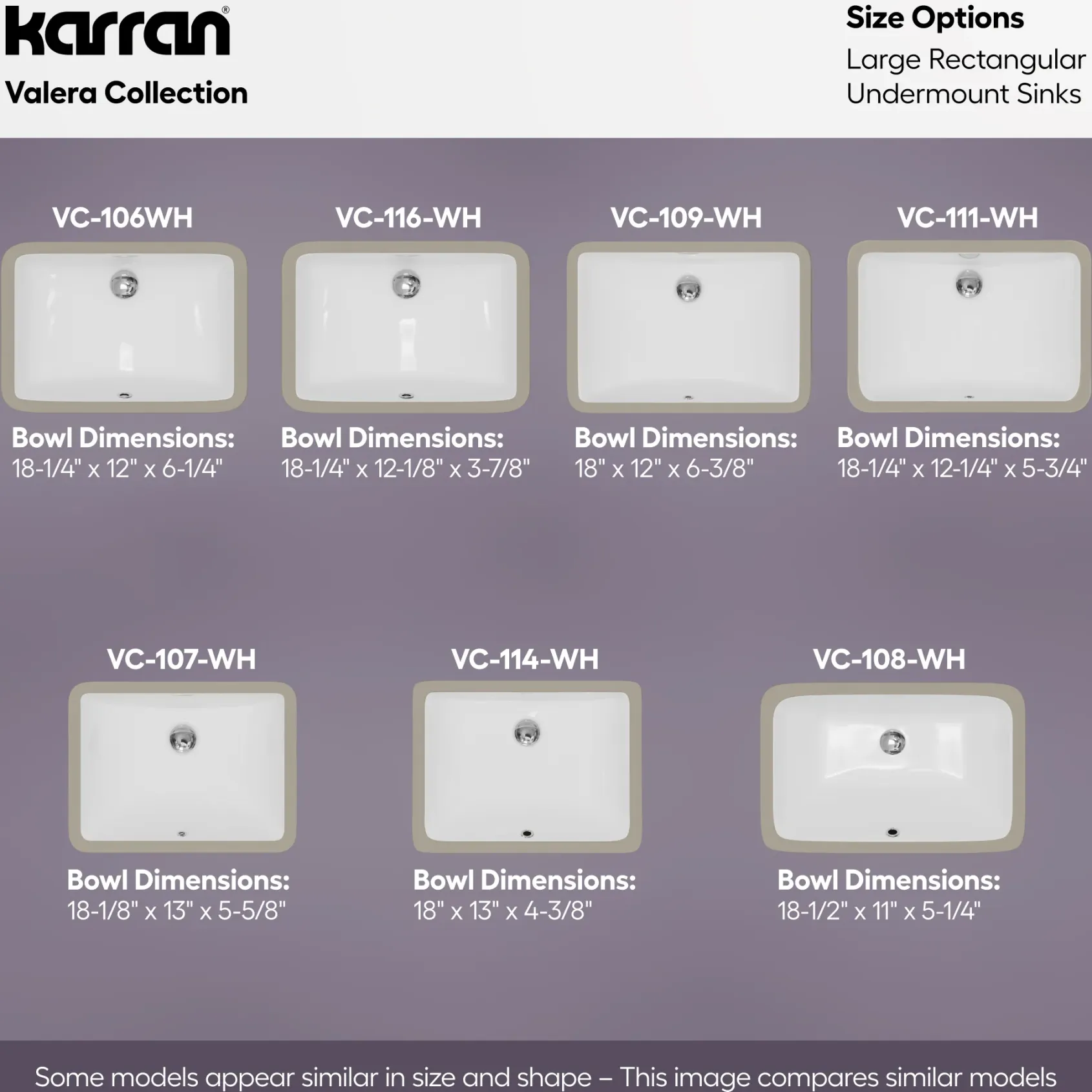 Karran Valera 15.375" x 20.5" Rectangular Undermount Vitreous China Bathroom Sink, White, VC-107-WH