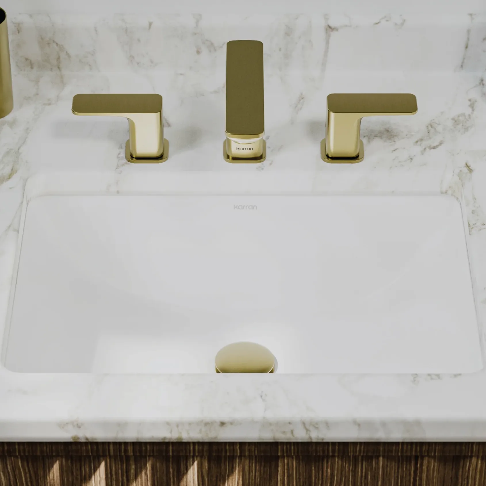 Karran Valera 15.375" x 20.5" Rectangular Undermount Vitreous China Bathroom Sink, White, VC-107-WH