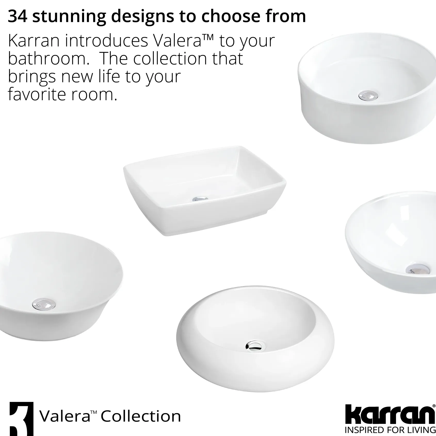 Karran Valera 14.125" x 14.125" x 4.25" Round Vessel Vitreous China ADA Bathroom Sink, White, VC-423-WH