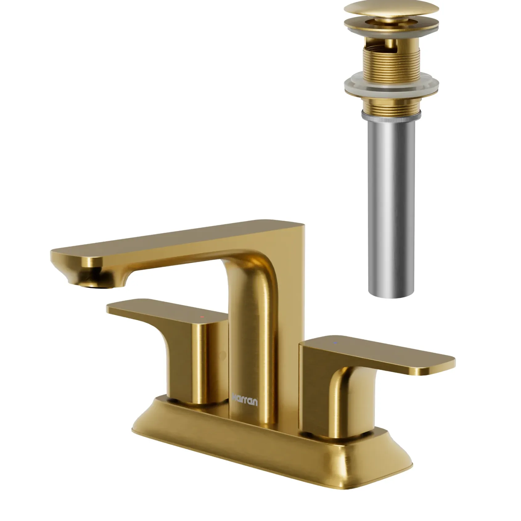 Karran Venda 1.2 GPM Double Lever Handle Lead-free Brass ADA Bathroom Faucet, Centerset, Brushed Gold, KBF516BG