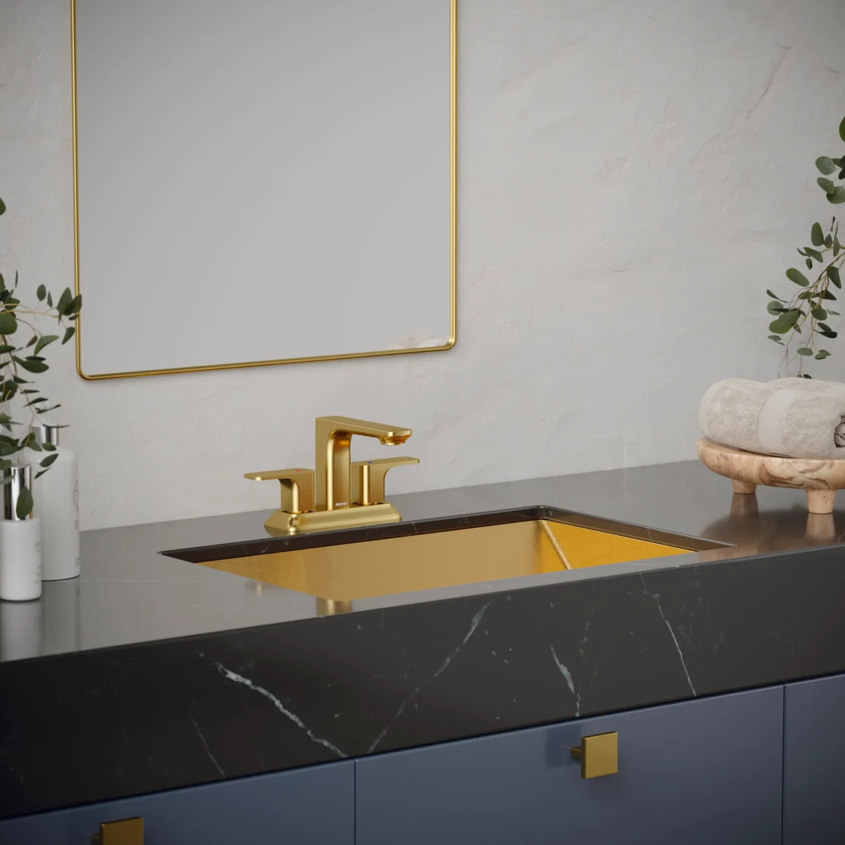 Karran Venda 1.2 GPM Double Lever Handle Lead-free Brass ADA Bathroom Faucet, Centerset, Brushed Gold, KBF516BG