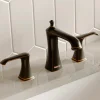 Karran Woodburn 1.2 GPM Double Lever Handle Lead-free Brass ADA Bathroom Faucet, Widespread, Oil Rubbed Bronze, KBF414ORB