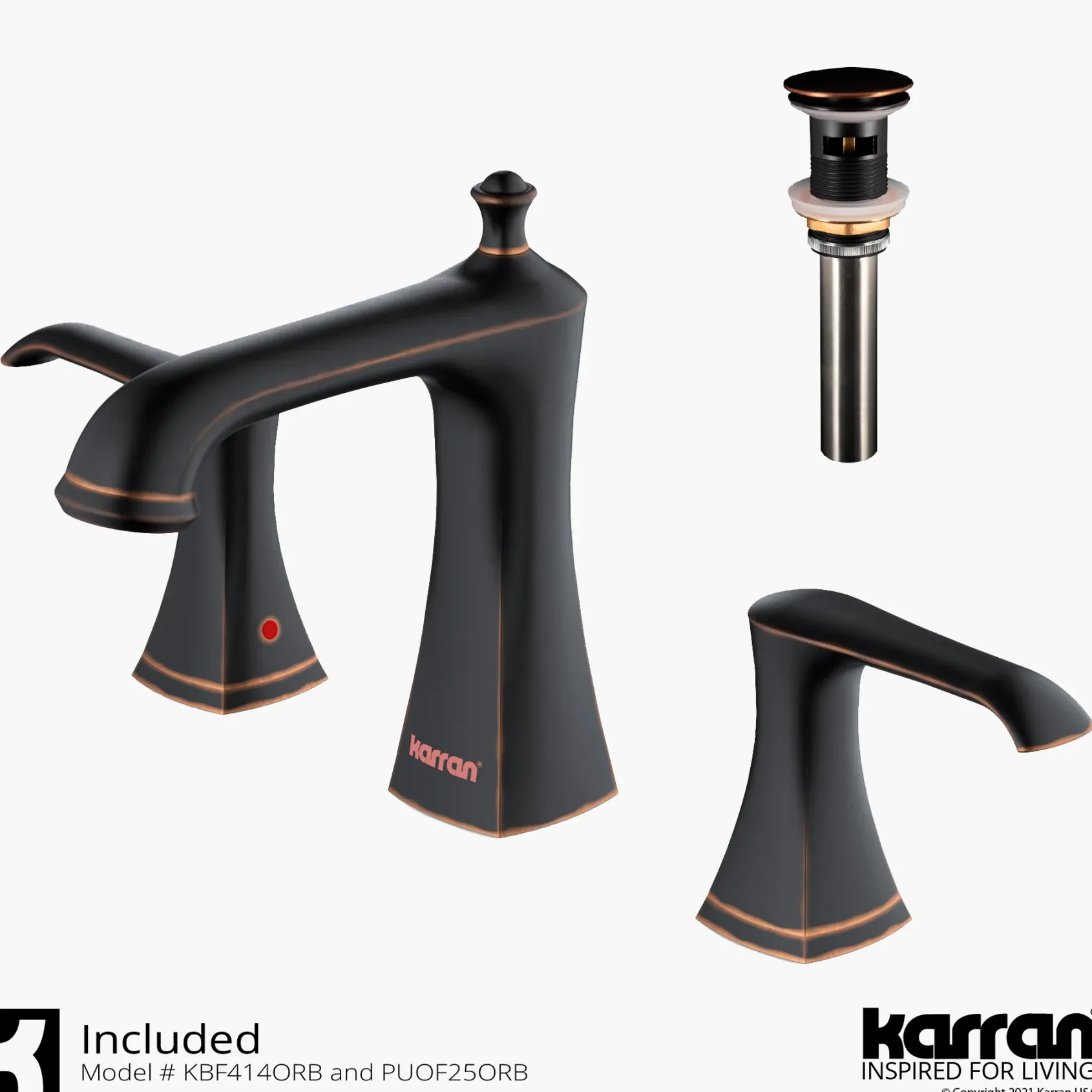 Karran Woodburn 1.2 GPM Double Lever Handle Lead-free Brass ADA Bathroom Faucet, Widespread, Oil Rubbed Bronze, KBF414ORB