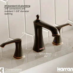 Karran Woodburn 1.2 GPM Double Lever Handle Lead-free Brass ADA Bathroom Faucet, Widespread, Oil Rubbed Bronze, KBF414ORB