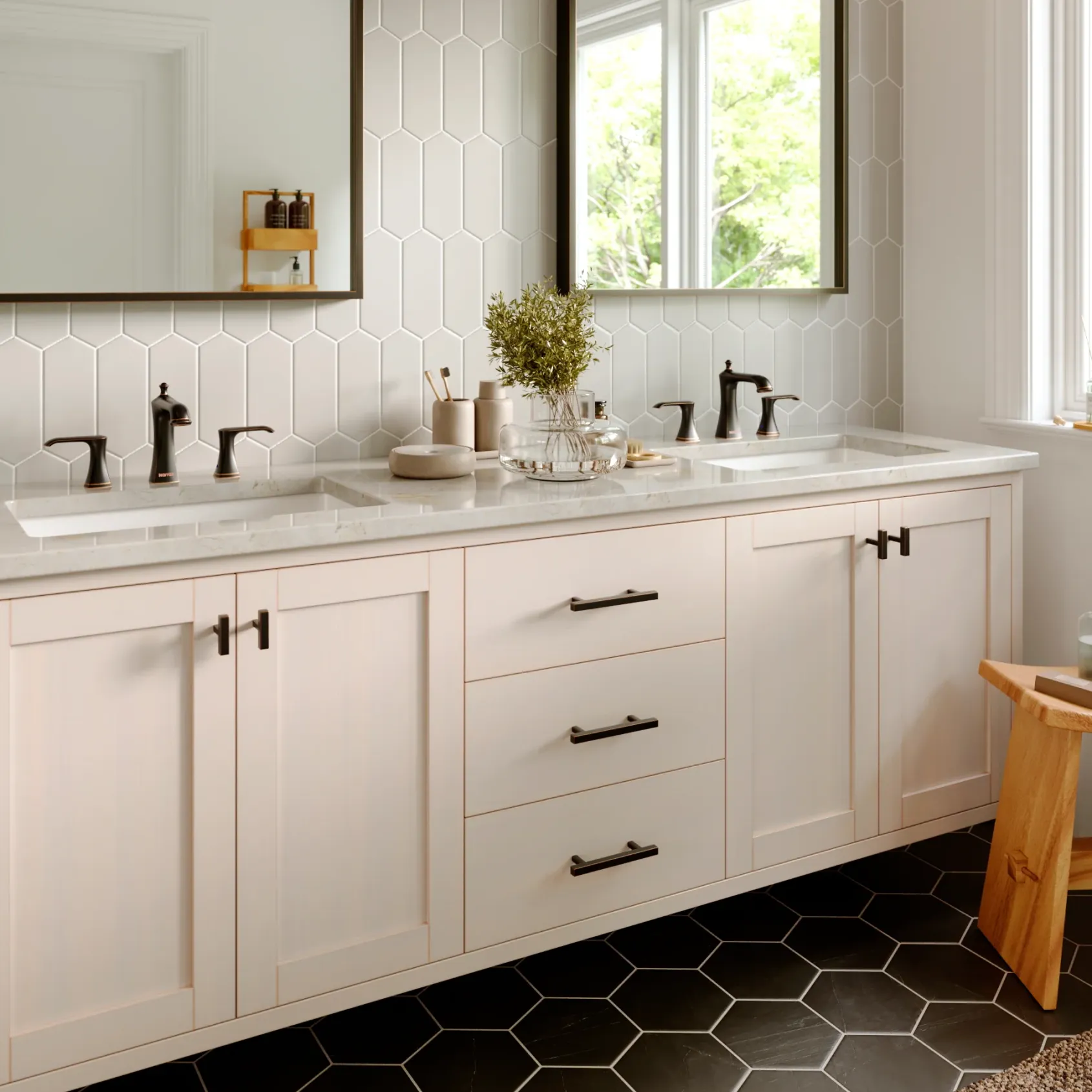 Karran Woodburn 1.2 GPM Double Lever Handle Lead-free Brass ADA Bathroom Faucet, Widespread, Oil Rubbed Bronze, KBF414ORB