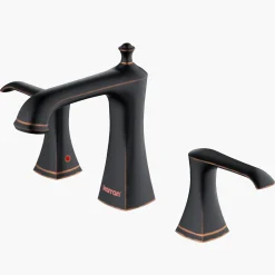 Karran Woodburn 1.2 GPM Double Lever Handle Lead-free Brass ADA Bathroom Faucet, Widespread, Oil Rubbed Bronze, KBF414ORB
