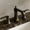 Karran Woodburn 1.2 GPM Double Lever Handle Lead-free Brass ADA Bathroom Faucet, Widespread, Matte Black, KBF414MB