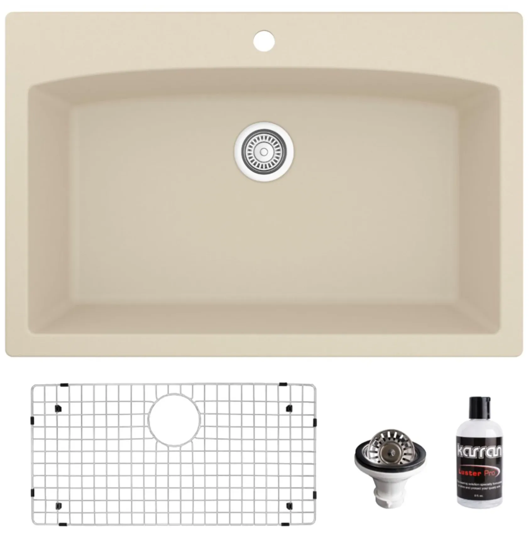 Karran 33" Drop In/Topmount Quartz Composite Kitchen Sink, Bisque, QT-712-BI-PK1