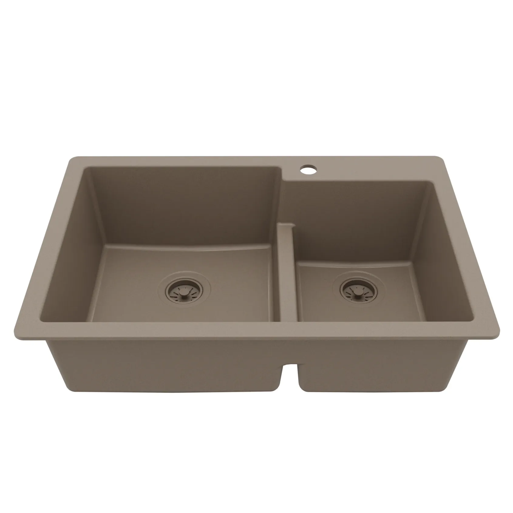 Karran 33" Drop In/Topmount Quartz Composite Kitchen Sink, 60/40 Double Bowl, Concrete, QT-811-CN