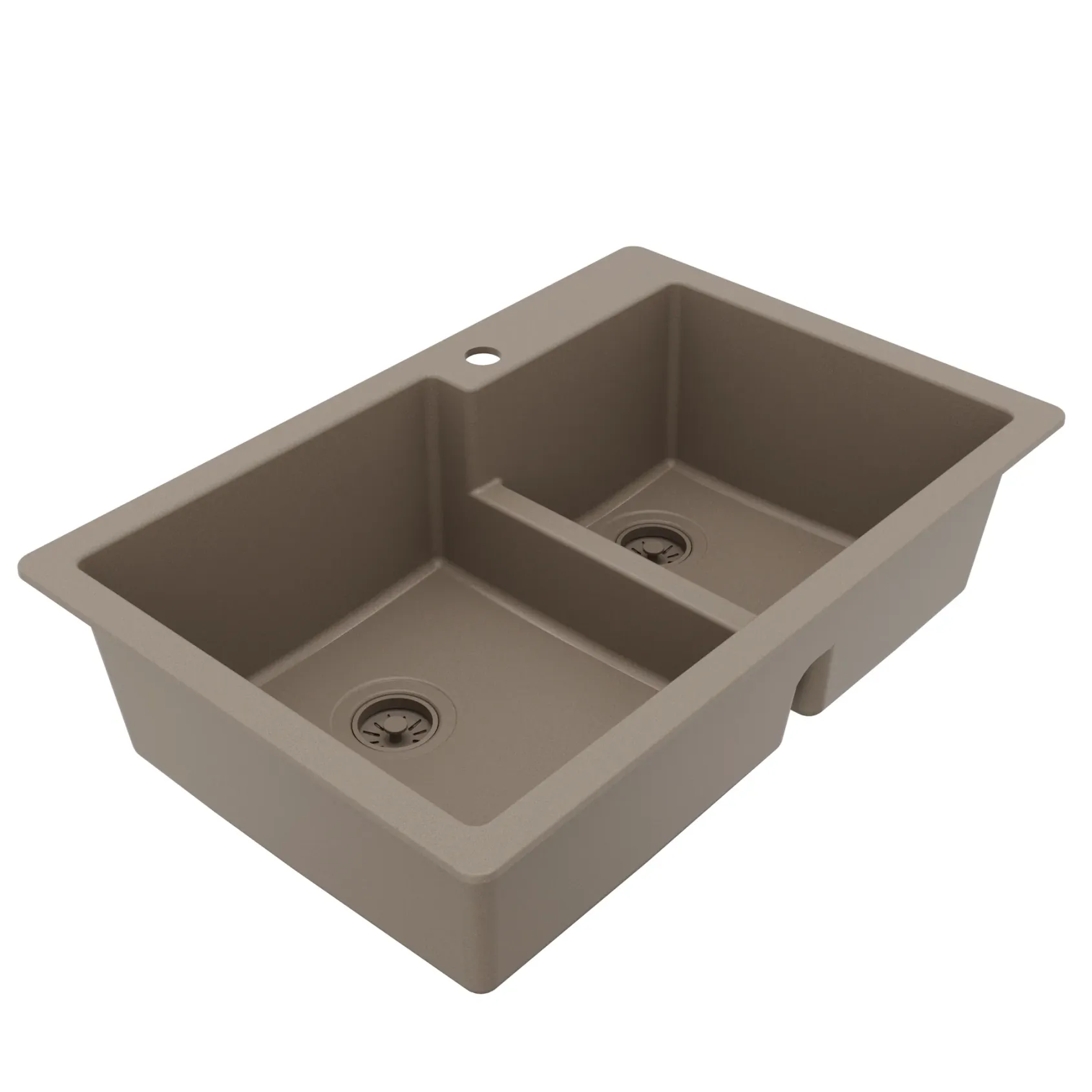 Karran 33" Drop In/Topmount Quartz Composite Kitchen Sink, 60/40 Double Bowl, Concrete, QT-811-CN