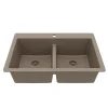 Karran 33" Drop In/Topmount Quartz Composite Kitchen Sink, 50/50 Double Bowl, Concrete, QT-810-CN