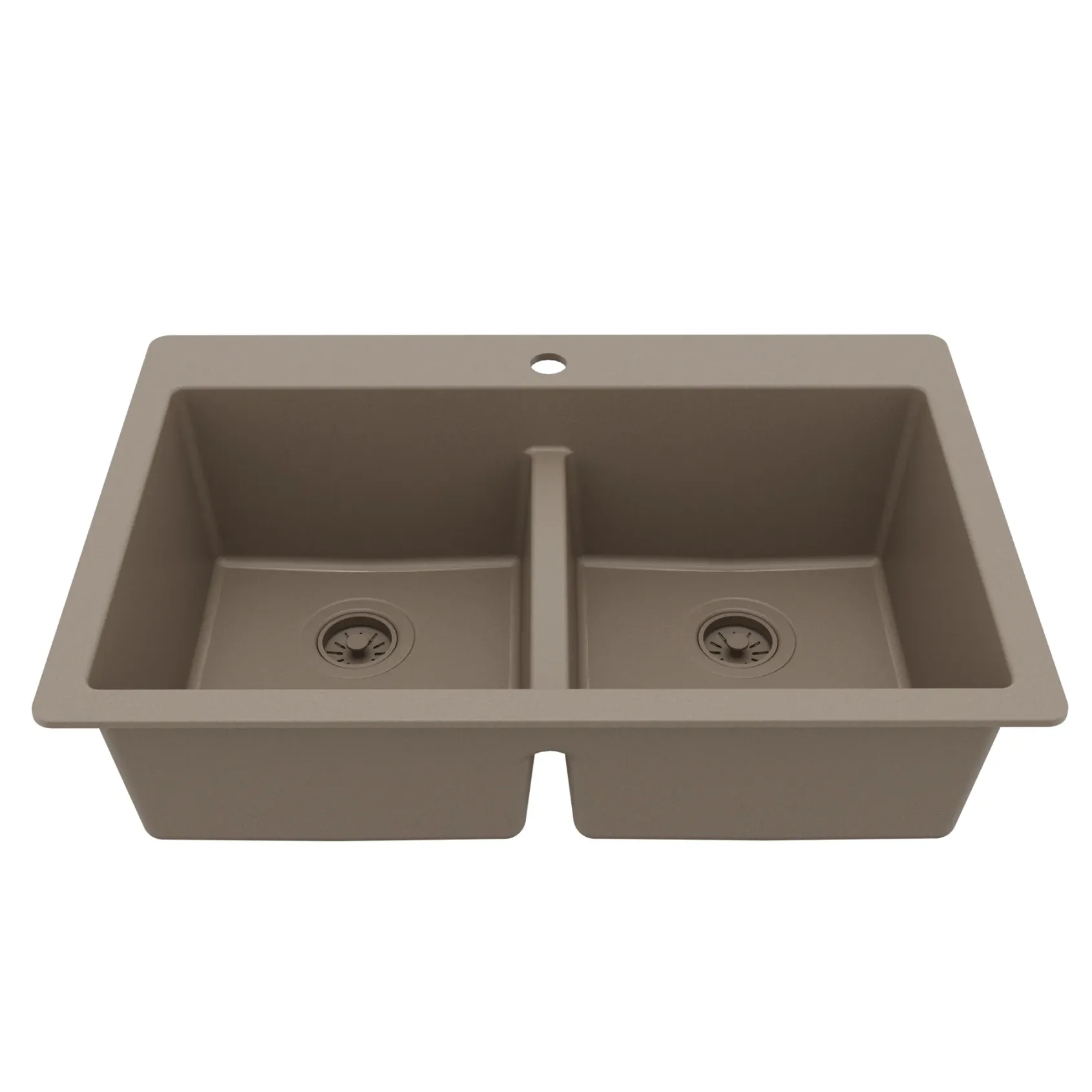 Karran 33" Drop In/Topmount Quartz Composite Kitchen Sink, 50/50 Double Bowl, Concrete, QT-810-CN