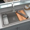Karran 33" Drop In/Topmount Quartz Composite Workstation Kitchen Sink with Accessories, Concrete, QTWS-875-CN