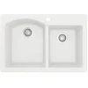 Karran 33" Drop In/Topmount Quartz Composite Kitchen Sink, 60/40 Double Bowl, White, QT-610-WH