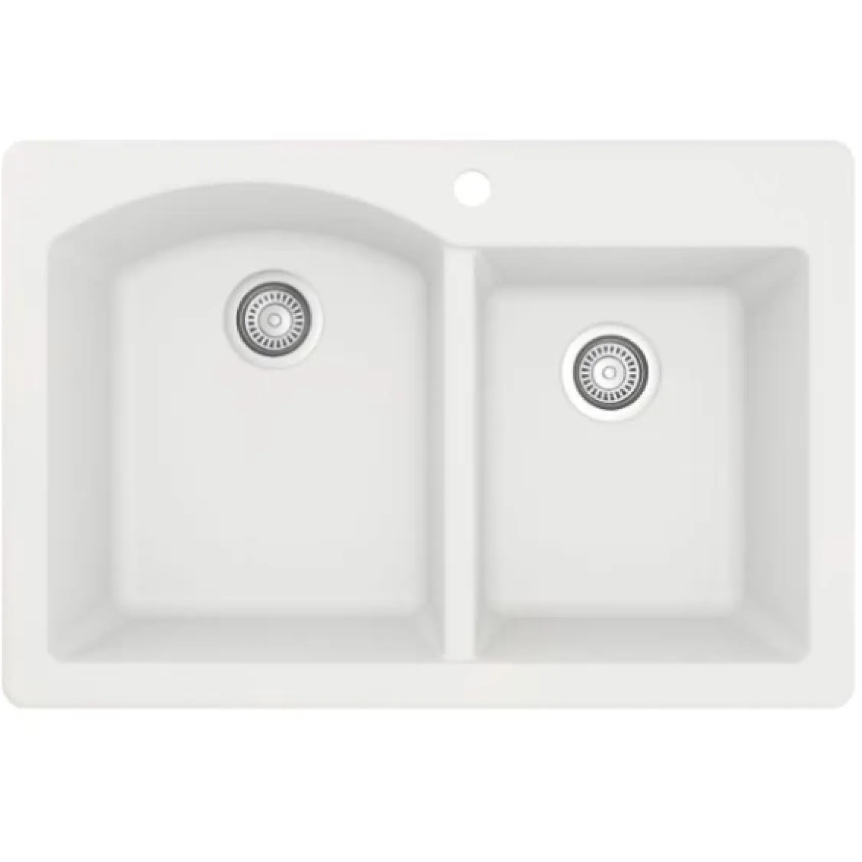 Karran 33" Drop In/Topmount Quartz Composite Kitchen Sink, 60/40 Double Bowl, White, QT-610-WH