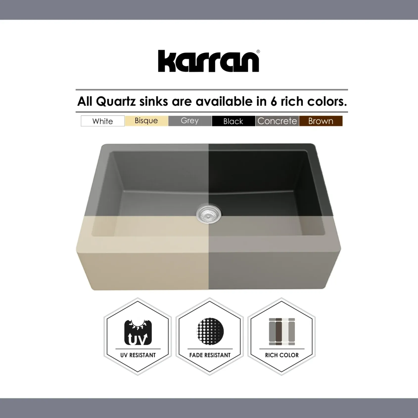 Karran 33" Drop In/Topmount Quartz Composite Kitchen Sink, 60/40 Double Bowl, White, QT-610-WH
