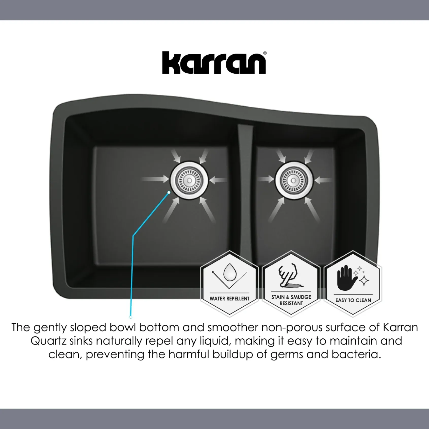 Karran 33" Drop In/Topmount Quartz Composite Kitchen Sink, 60/40 Double Bowl, White, QT-610-WH