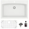 Karran 33" Drop In/Topmount Quartz Composite Kitchen Sink, White, QT-712-WH-PK1