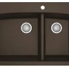 Karran 33" Drop In/Topmount Quartz Composite Kitchen Sink, 60/40 Double Bowl, Brown, QT-711-BR