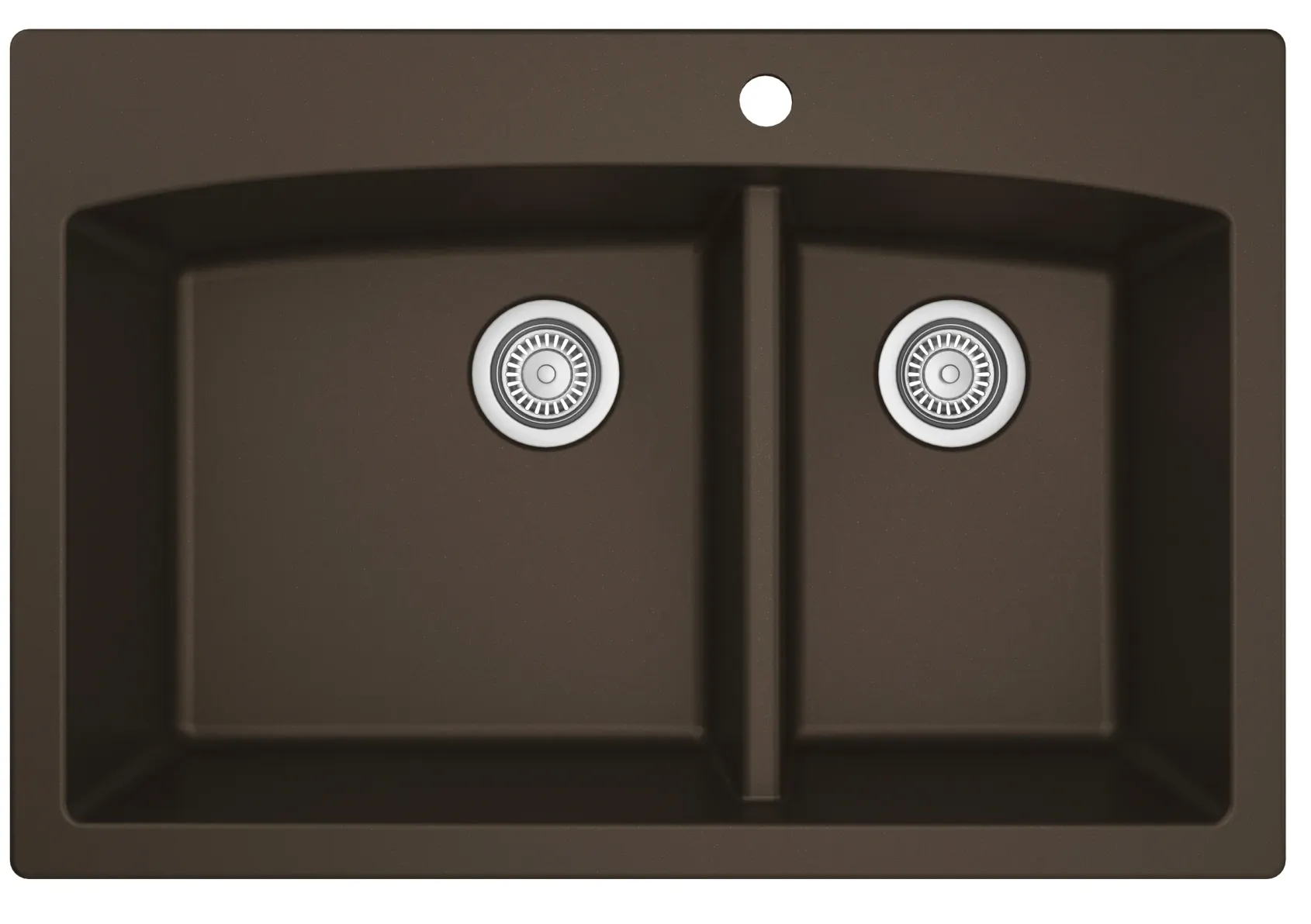 Karran 33" Drop In/Topmount Quartz Composite Kitchen Sink, 60/40 Double Bowl, Brown, QT-711-BR