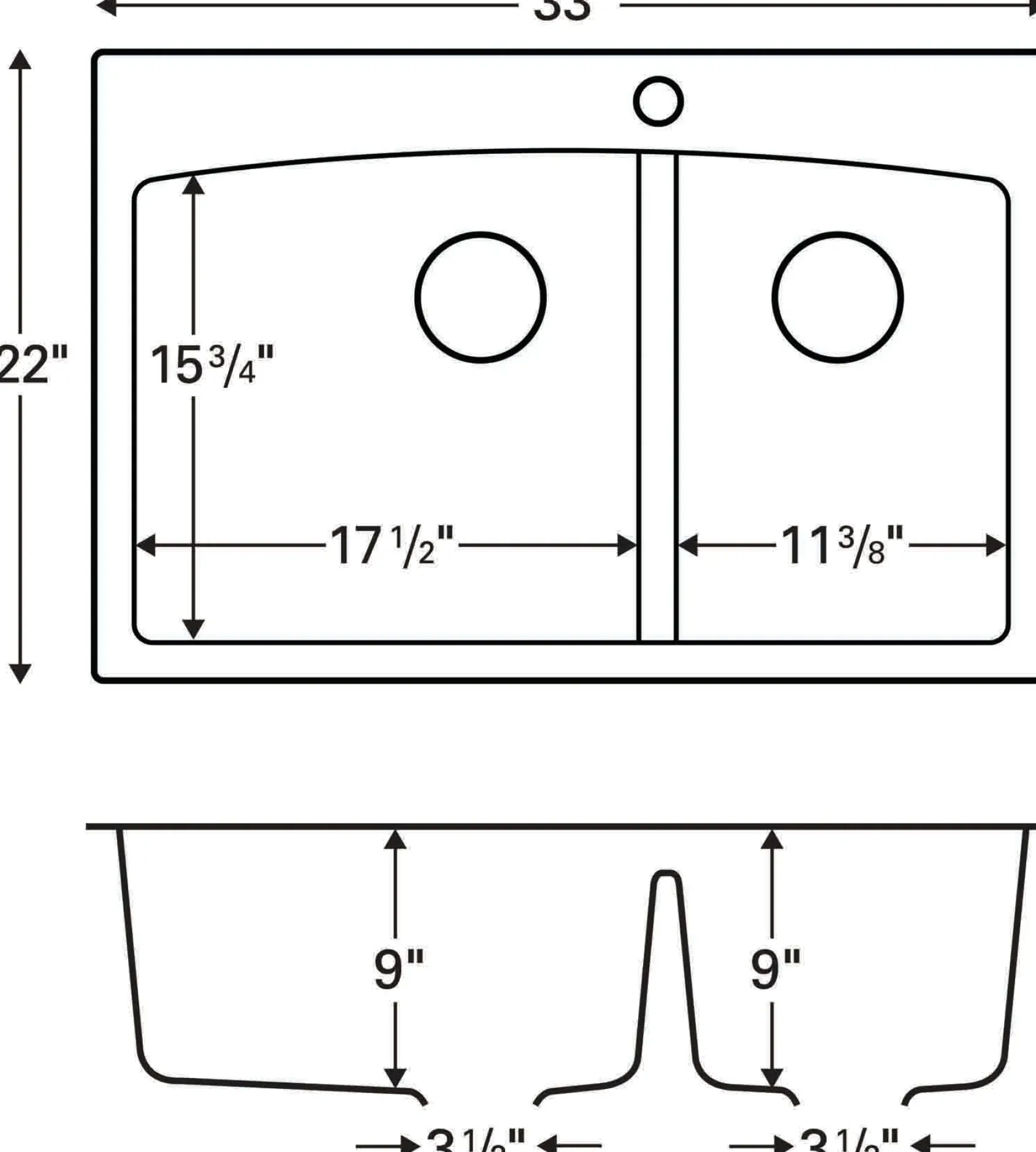 Karran 33" Drop In/Topmount Quartz Composite Kitchen Sink, 60/40 Double Bowl, Brown, QT-711-BR