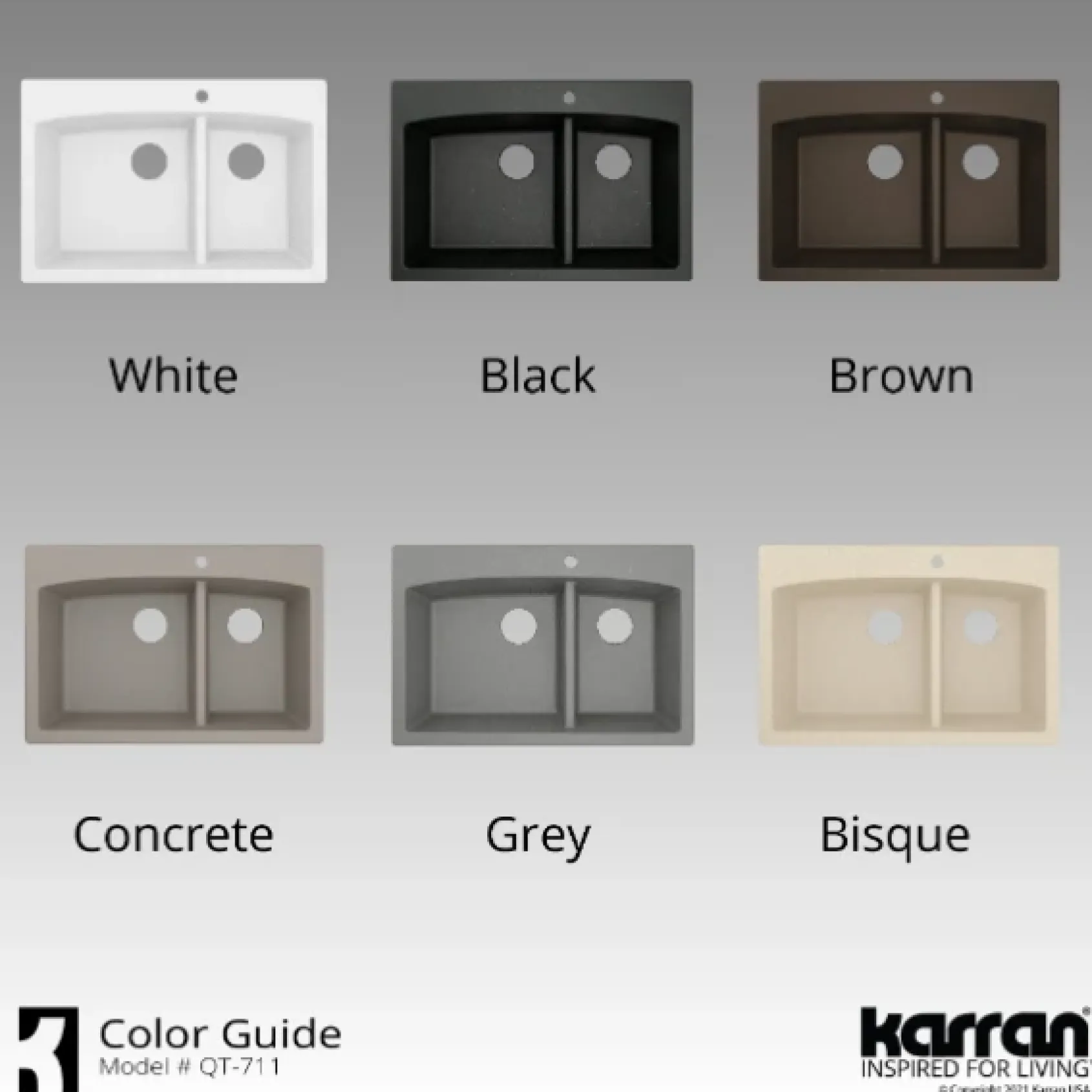 Karran 33" Drop In/Topmount Quartz Composite Kitchen Sink, 60/40 Double Bowl, Brown, QT-711-BR