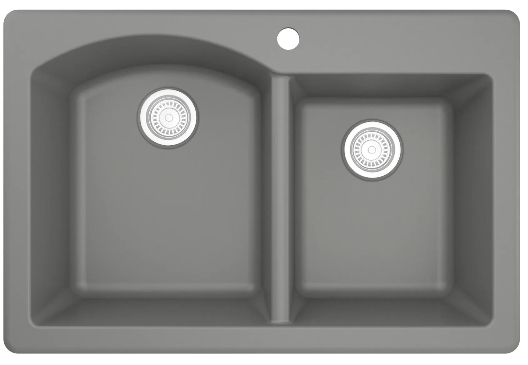 Karran 33" Drop In/Topmount Quartz Composite Kitchen Sink, 60/40 Double Bowl, Grey, QT-610-GR