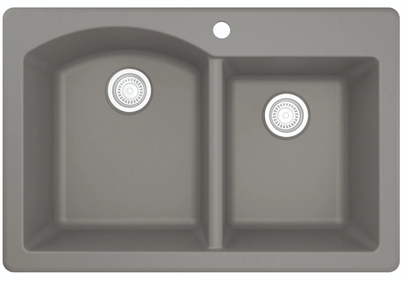 Karran 33" Drop In/Topmount Quartz Composite Kitchen Sink, 60/40 Double Bowl, Grey, QT-610-GR-PK1