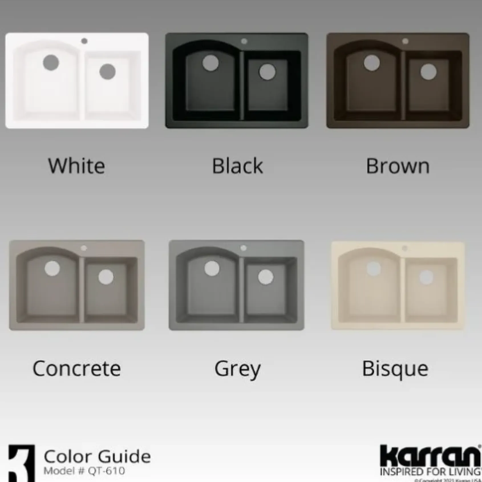 Karran 33" Drop In/Topmount Quartz Composite Kitchen Sink, 60/40 Double Bowl, Grey, QT-610-GR-PK1