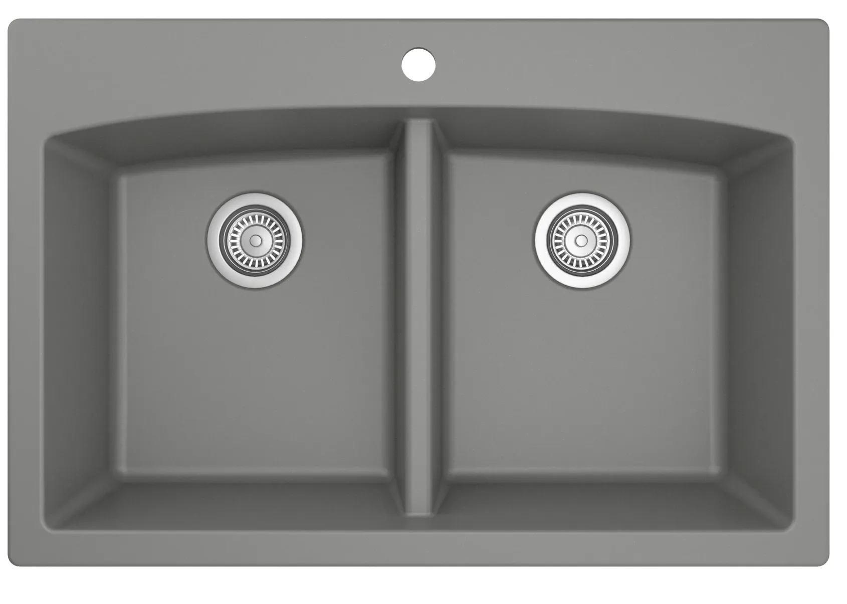 Karran 33" Drop In/Topmount Quartz Composite Kitchen Sink, 50/50 Double Bowl, Grey, QT-710-GR