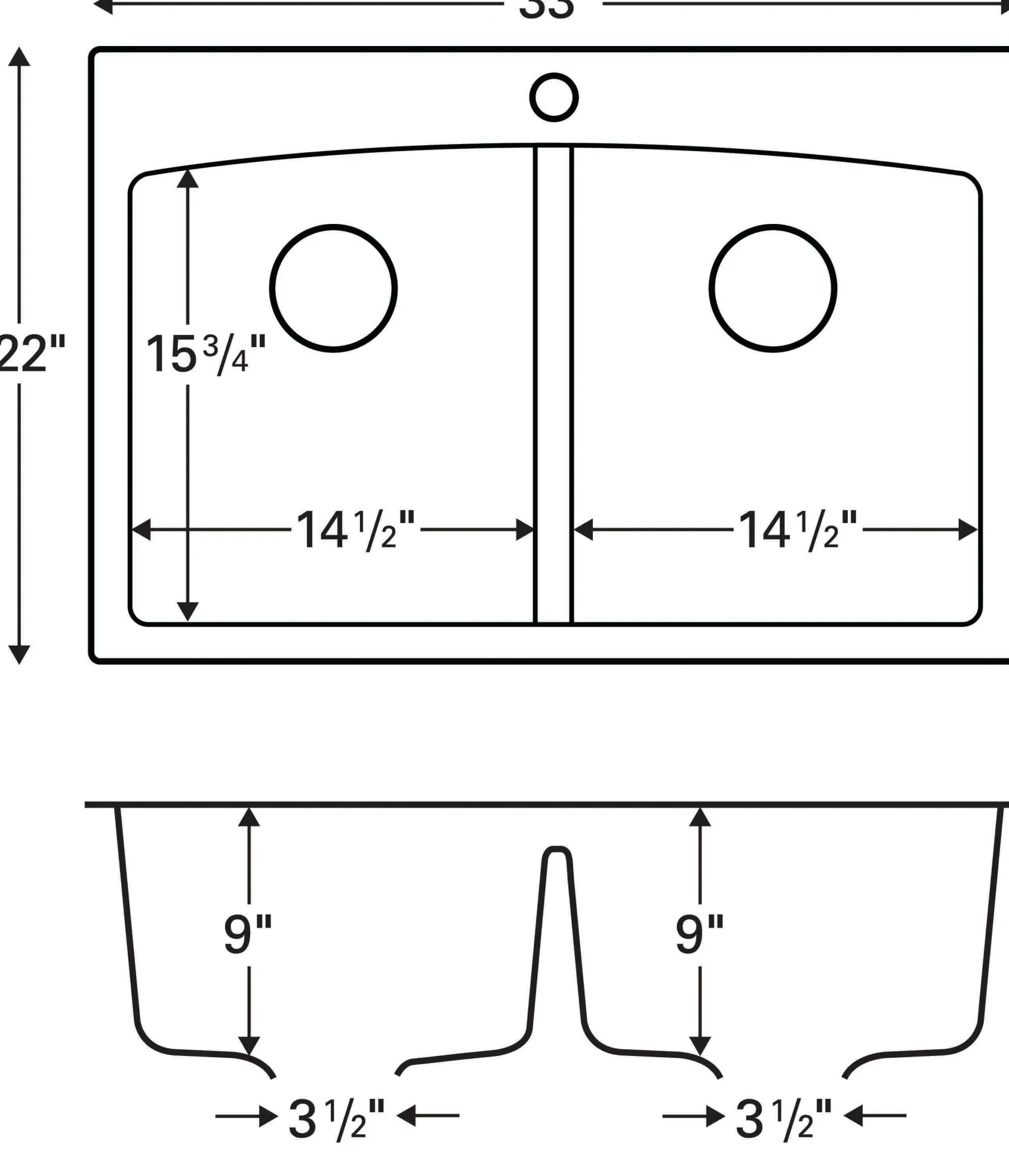 Karran 33" Drop In/Topmount Quartz Composite Kitchen Sink, 50/50 Double Bowl, Grey, QT-710-GR