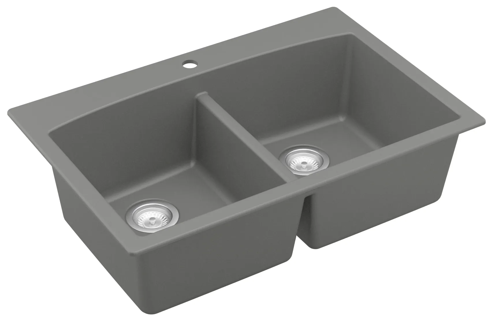 Karran 33" Drop In/Topmount Quartz Composite Kitchen Sink, 50/50 Double Bowl, Grey, QT-710-GR