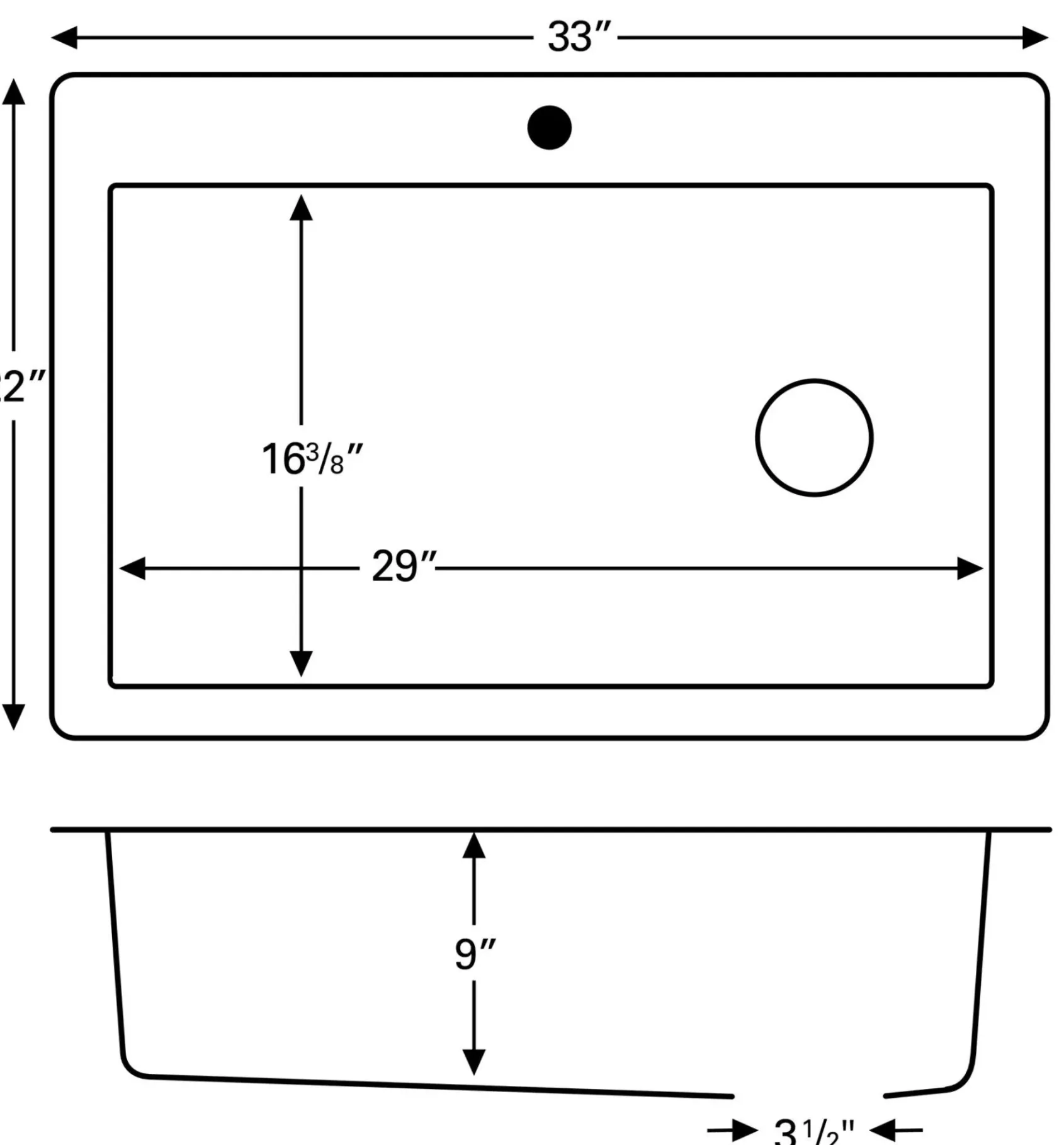 Karran 33" Drop In/Topmount Quartz Composite Kitchen Sink, Concrete, QT-670-CN-PK1